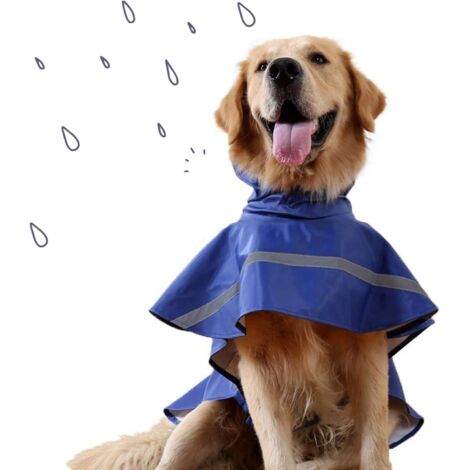 Poncho à capuche réfléchissant ajustable pour chien (bleu L)