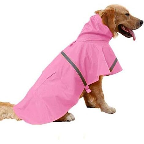 Poncho à capuche réfléchissant ajustable pour chien (Rose S)
