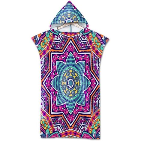 Poncho bohème 1 pièce, serviette de plage, peignoir de bain imprimé à capuche, style surf et sport