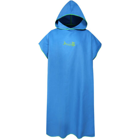 Poncho de surf Serviette à langer à séchage rapide avec capuche Couverture de plage en microfibre Serviette de bain Serviette de bain Combinaison de plage Poncho de plage pour adultes (Bleu)