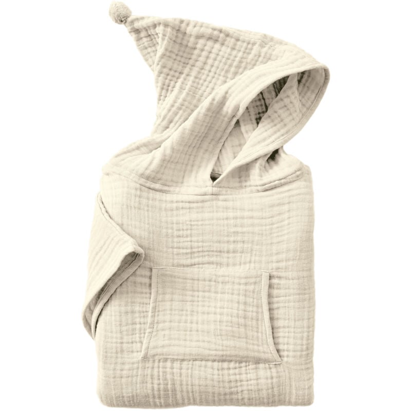L'effet Papillon - Poncho Enfant Mixte 6/10 Ans en Gaze de Coton – Coloris Naturel