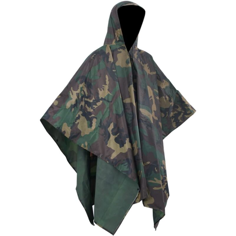 poncho taglia unica verde militare caccia pesca impermeabile antipioggia