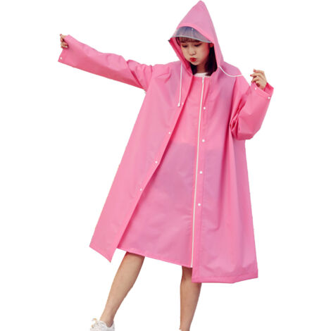 Poncho imperméable adulte respirant avec capuche pour vélo et cyclisme, rose rouge taille XL