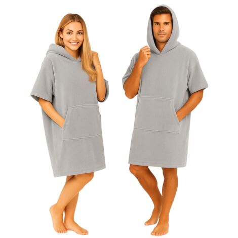 Poncho in cotone grigio chiaro