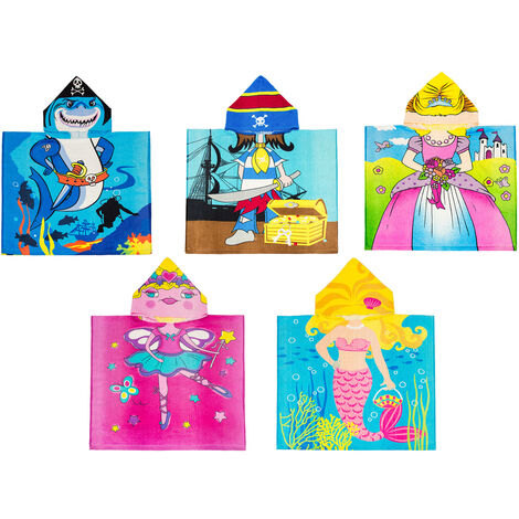 Poncho Mare Per Bambini In Spugna 100% Cotone In Varie Fantasie, misuraPonchocolorePrincipessa