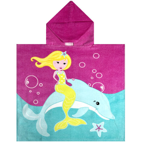 Poncho Mare Per Bambini Per Spiaggia In Morbida Spugna Disegno Delfino