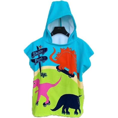 Poncho-serviette à capuche en microfibre verte à motif dinosaure pour enfants, peignoir à séchage rapide pour la plage, le bain et la natation, 60 x 120 cm, pour garçons et filles
