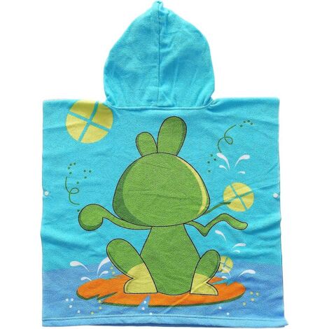 Poncho-serviette de plage et de bain à capuche vert pour enfants, idéal pour la maison, la salle de bain, la plage et la piscine.