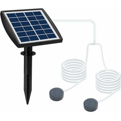 Pond Aeration，Solar Powered Air Pump Kit, 2W Adjustable Solar Panel with Air Hoses and 2 Air Bubble Stones, 4.8L/H Oxygen Aerator for Garden, Swimming Pool, Pond , aqua