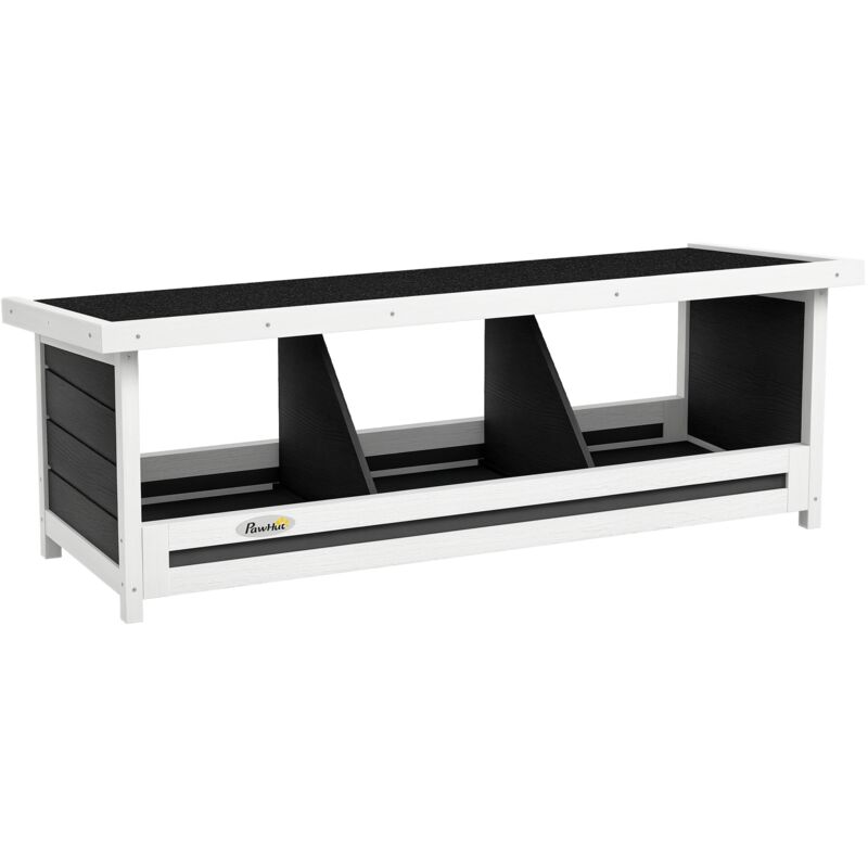 Pawhut - Pondoir pour poules 3 emplacements nichoir en bois avec fond et toit gris blanc noir
