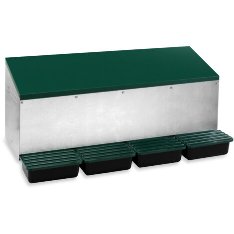 Pondoir poules extérieur en métal galvanisé 4 nichoirs – Bacs de récupération des œufs – Installation murale ou sur pieds – Dimensions L106 x l52 x H48 cm – Poulailler Direct