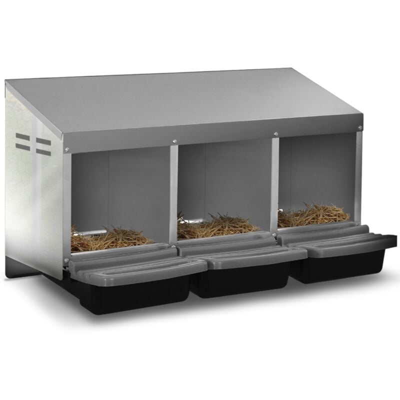 Pondoir pour poules 3 emplacements nichoir en métal avec fond