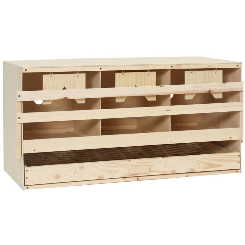 

vidaXL Ponedero para gallinas 3 compartimentos madera pino 72x33x38 cm