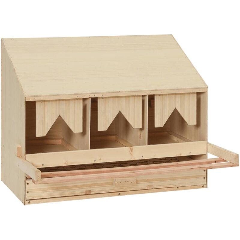 

vidaXL Ponedero para gallinas 3 compartimentos madera pino 72x33x54 cm