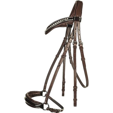 poney, Marron: Bridon modèle Carolin  frontalino avec strass et rembourrage doux
