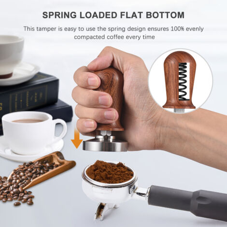 Pongnas Espresso Sabotage Signer 51mm Set Kaffeefeder Kalibriert Federbelastet Flach 304 Edelstahlbasis Holzgriff Maschine Anwendbar Anwendbar.