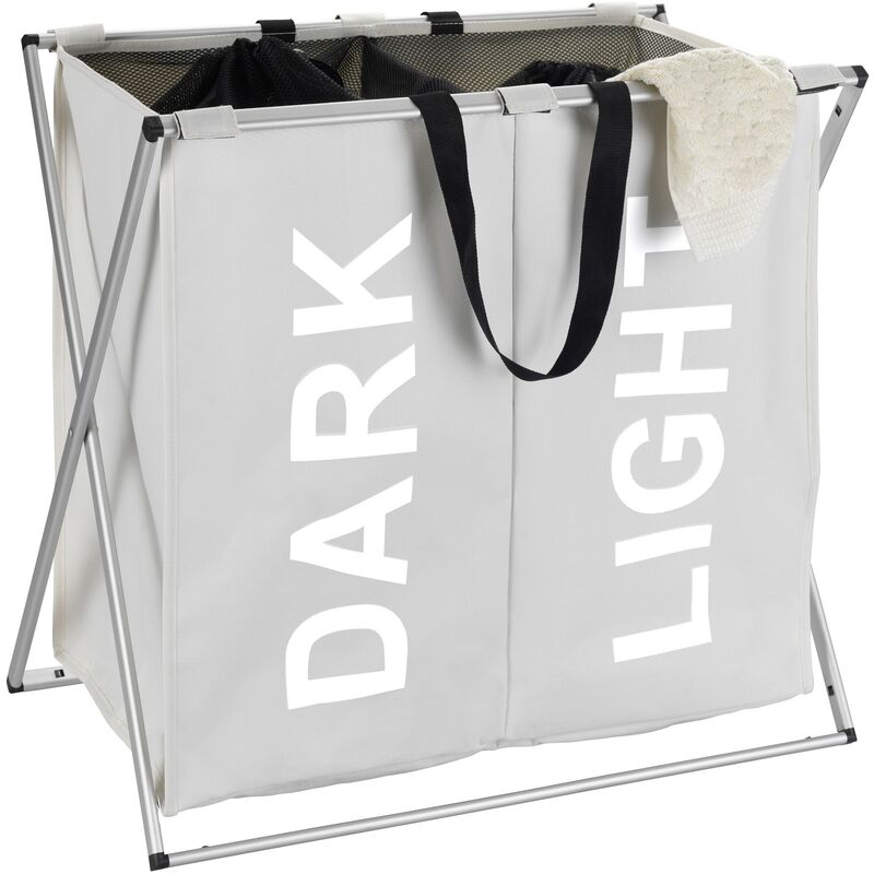 

Wenko - Cesto para ropa sucia doble plegable con estructura de aluminio
