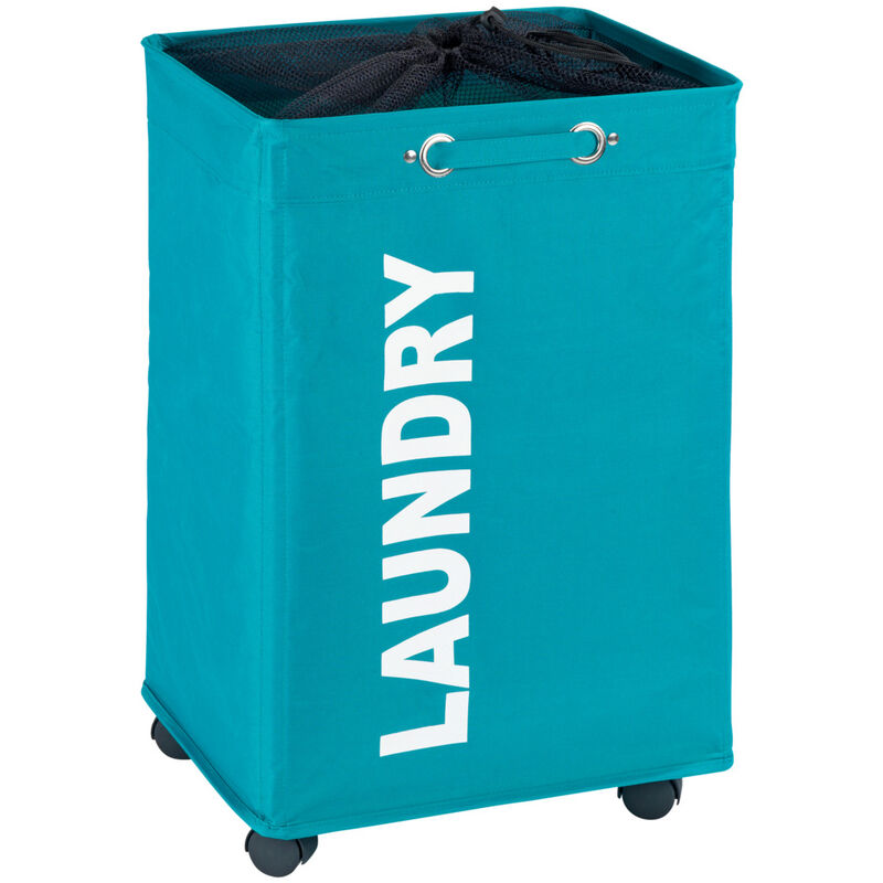 

WENKO Pongotodo cesta saco ropa contenedor cubo lavandería Quadro petróleo 79 L