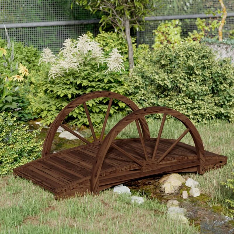 Pont de jardin avec demi-roue 99x50x38 cm bois de sapin massif
