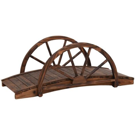 Pont de jardin avec demi-roue 99x50x38 cm bois de sapin massif CFW577452