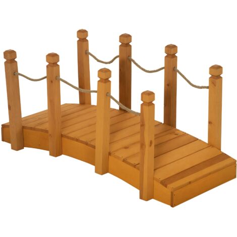 Pont de jardin - pont de bassin - passerelle en bois avec balustrade - dim. 121L x 57,5l x 59H cm - bois de sapin pré-huilé
