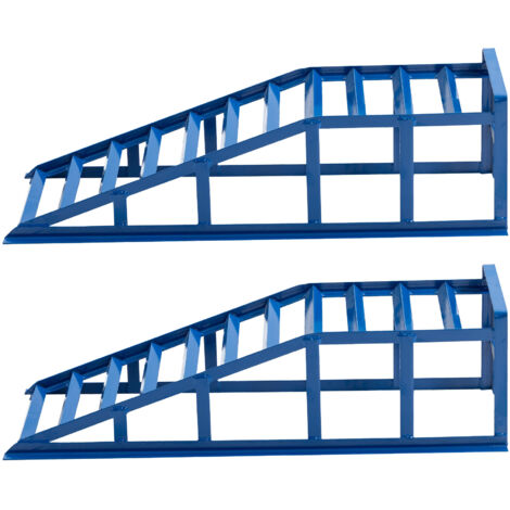 Pont élévateur bleu 2000 kg, pont élévateur robuste pour l'entretien automobile et les vidanges, angle d'entrée faible de 23°, hauteur réglable de 27,5 cm, rampe de réparation automobile professionnel