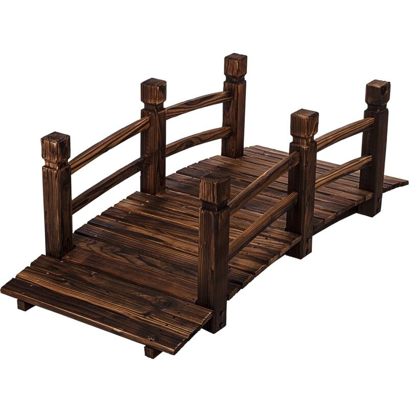 Stilista - Pont en bois avec balustrade 150 x 65 x 53 cm, huilé, charge maximale 150 kg, choix de couleurs, brun foncé