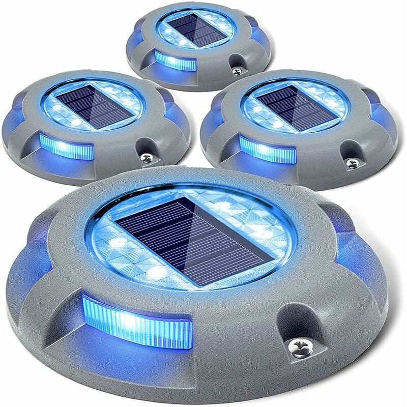 Pont Solaire Allume L'allée Lampe Solaire Exterieur LED Lumière Imperméables pour Jardin Dock Voie Cour 4 Pack (Bleu)