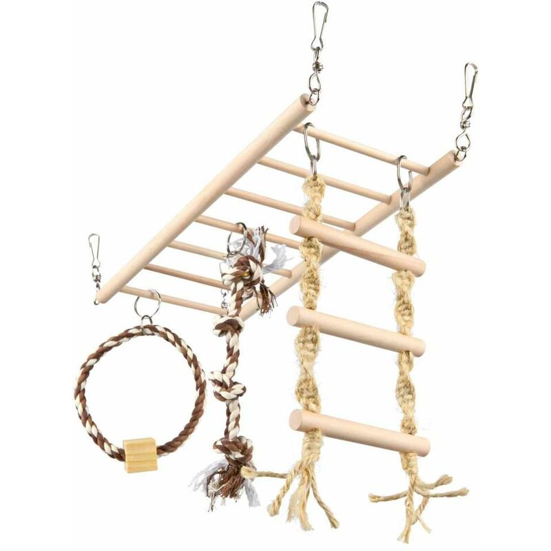 pont suspendu, échelle sur cordes, furet, en bois 35 × 15 × 15 cm