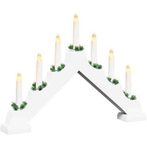 Ponte con Candele di Natale con 7 LED Bianco 39.5 x 5 x 29 cm vidaXL