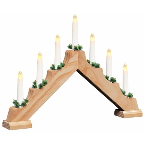 Ponte con Candele di Natale con 7 LED Marrone 39.5 x 5 x 29 cm vidaXL