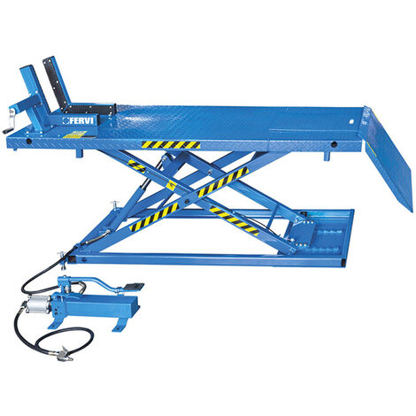 Ponte sollevatore idraulico per moto e quad FERVI S013 - portata 600 kg - piattaforma 2000 x 1220 mm