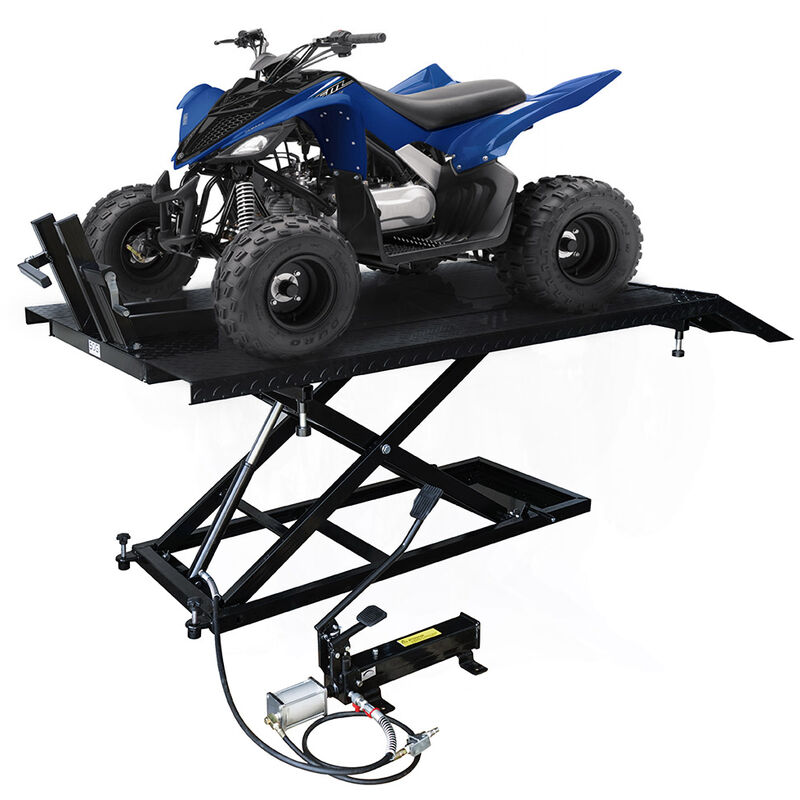 Image of Ponte sollevatore idraulico Sogi SL-150 per moto, quad - portata 650 Kg - due pedane - rampa di accesso