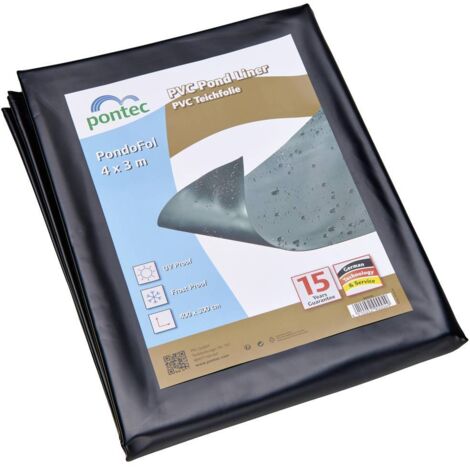 Pontec 90004 telo per stagno in PVC nero 4x3 m