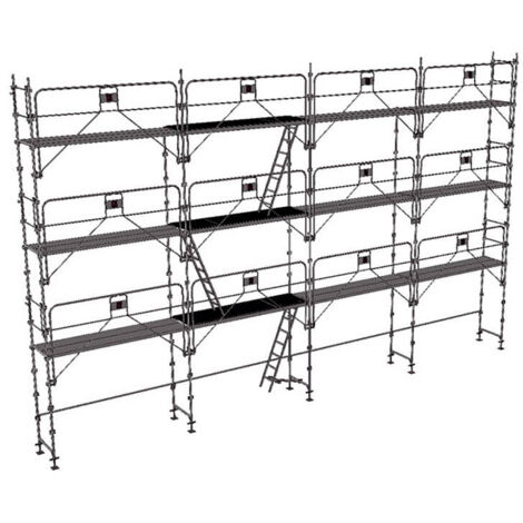 Ponteggio 104m² - Struttura + Piani + Parapetto - MEKA48P-104-SP