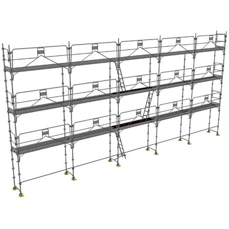 Ponteggio 128m² - Struttura + Piani + Fermapiedi + Parapetto - DUO128GC-SPP