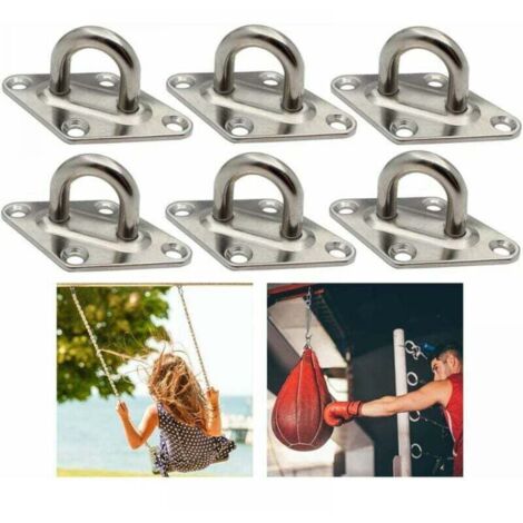 Pontet en Acier Plaques à œillets en acier Inoxydable Acier Inoxydable Bateau Oeil Plaque Kit de Fixation pour Voile de Jardin pour terrasse en Bois,Support Mural en Acier Inoxydable (6 Pièces)