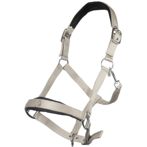Pony, beige: Cavezza per cavalli in nylon modlelo Amalfi con nasalina e sopratesta imbottiti