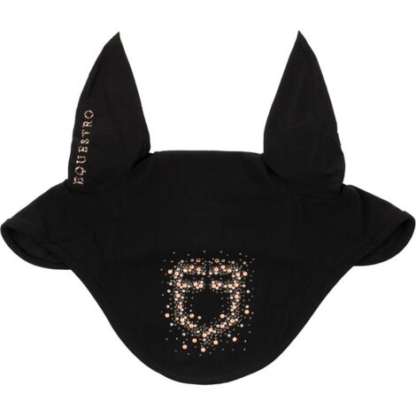 pony, Bianco: Cuffietta in morbido cotone con orecchie elasticizzate e logo in strass Stone Edition