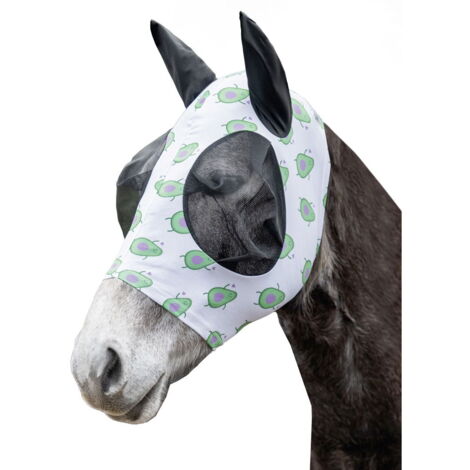 Pony, Bianco e Lilla: Maschera antimosche antistrappo per cavalli in lycra Funny Essentials Avocado
