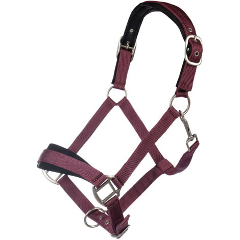 Pony, blu: Cavezza in nylon per cavalli modello Samantha con nasalina e sopratesta imbottiti