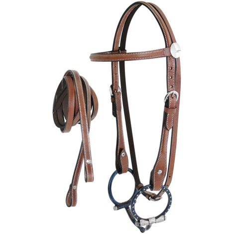 Pony, chestnut rosso: Bridon en cuir occidental complet avec rênes