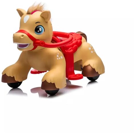 Pony Elettrico per Bambini Cavalcabile 12V Marrone con Suoni e Luci