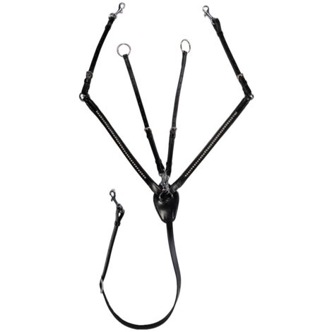 Pony, Nero: Castron en cuir décoré de cristaux modèle Dana avec martingale amovible