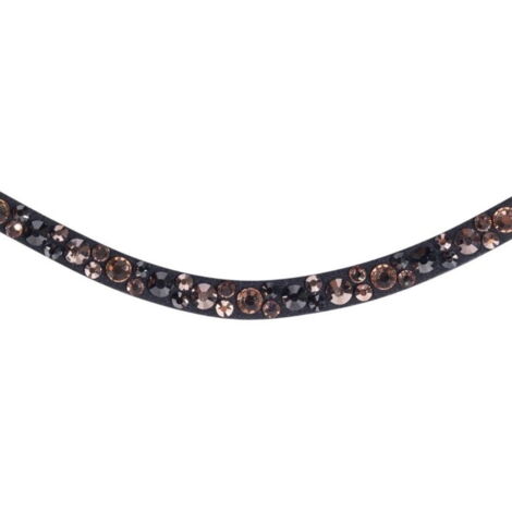 Pony, nero e rosa dorato: Frontalino per briglia inglese modello Rosegold Glamour Style con strass