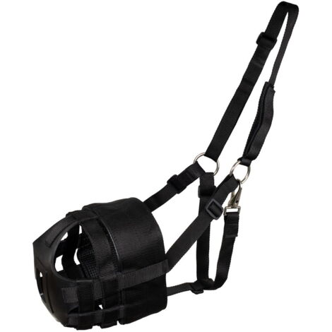 pony, Nero: Museruola in nylon e gomma con cavezza integrata e rinforzo nella zona del muso