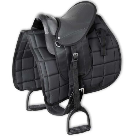 Pony Saddle Set 10" Black vidaXL