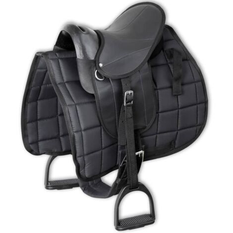 Pony-Sattelset 10" Schwarz