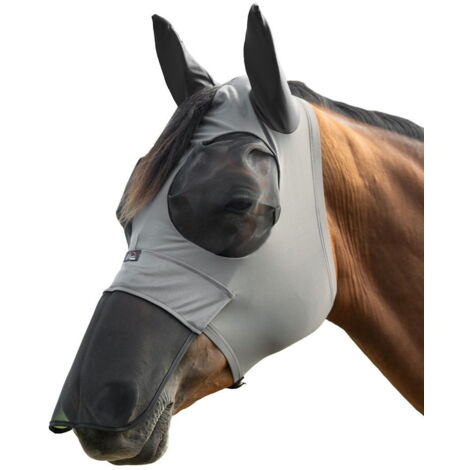 pony, verde giada: Maschera antimosche per cavalli con corpinaso e orecchie elastiche
