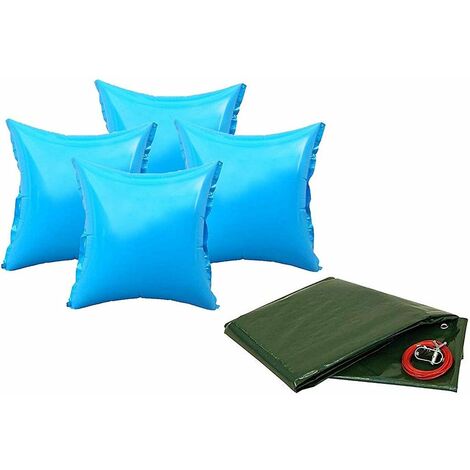 Pool Abdeckplanen Set mit 4 Luftkissen 350-360cm